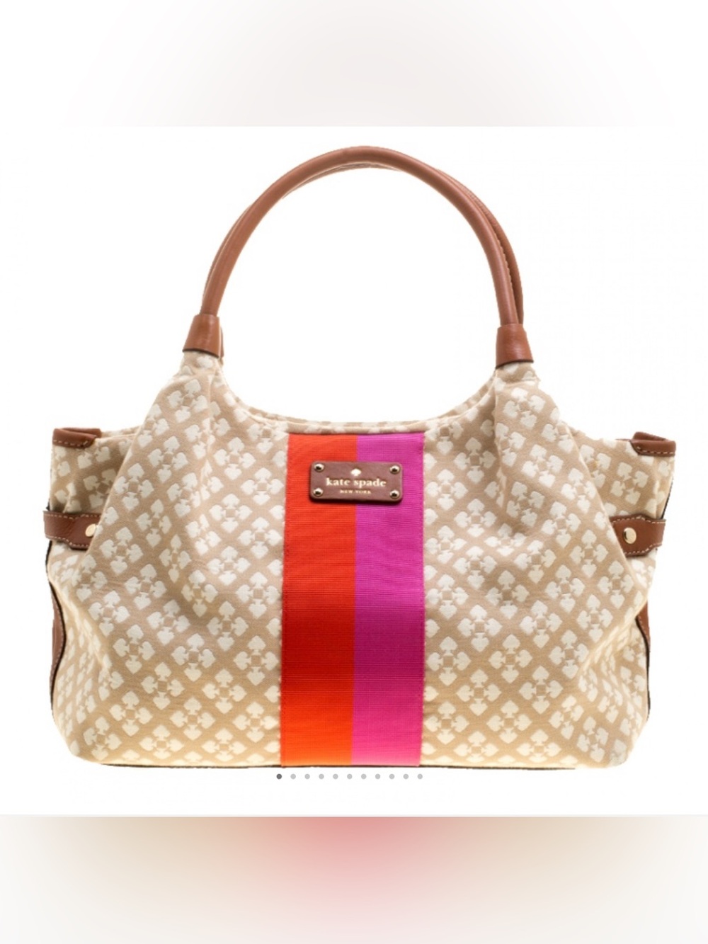 Kate Spade Stevie Diaper Bag Beige Changing Pad Stroller Straps